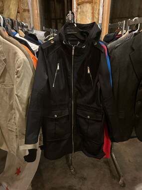 BCBGeneration Women's Black Softshell Hooded Full Zip Jacket Size Large